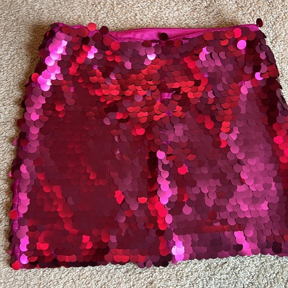 Gianni Bini GB junoir sizing pink sequin disco mini skirt zip up - Picture 4 of 6